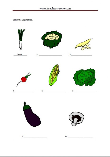 label the vegetables