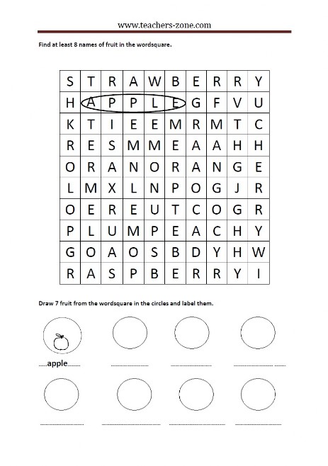 FREE FRUIT WORKSHEETS - Teacher's Zone