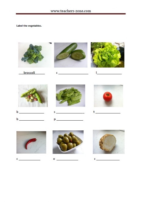 label the vegetables