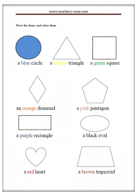 Free Shapes Worksheets Teacher S Zone